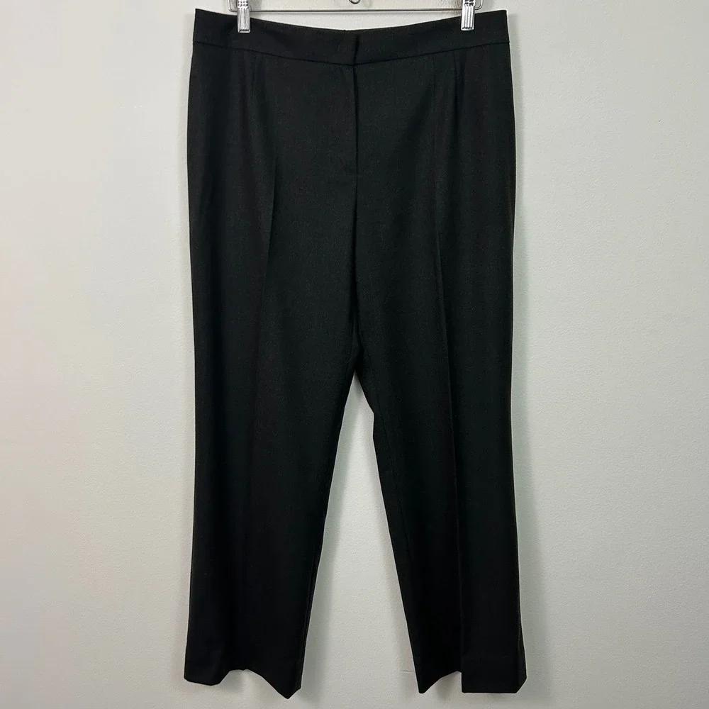 Escada Dark Gray Wool Blend Straight Leg Dress Pants Trousers Size 12 US/42‎ EU